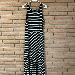 Westbound Black and Cream Striped Maxi Dress